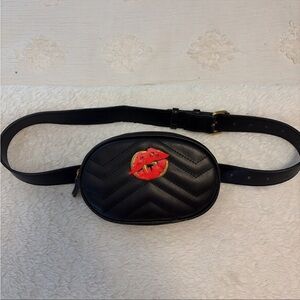 Black Belt Bag with GG emblem